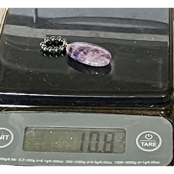 Natural Amethyst Gemstone & Hematite Oval Pendant - 10.8 grams - Picture 8 of 8